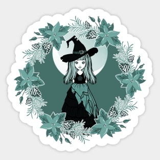 Winter Solstice Witch Yule Cheeky Witch® Sticker